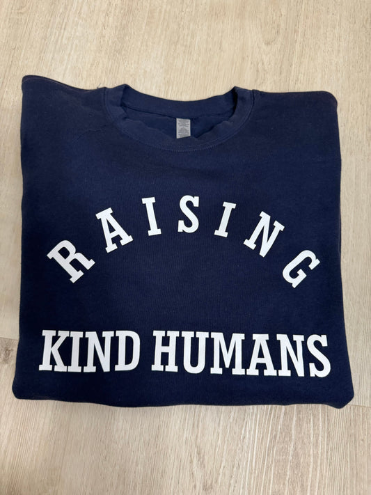 Raising kind humans pocket crewneck-SMALL